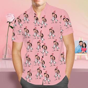 Custom Face Shirt Personalized Couple Photo Hawaiian Shirt Valentine's Day Gift | Newhawaiianshirts DE