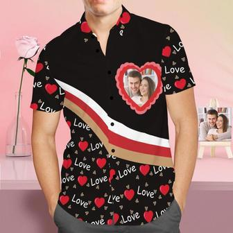 Custom Face Shirt Personalized Photo Black Hawaiian Shirt Valentine's Day Gift - Love | Newhawaiianshirts UK