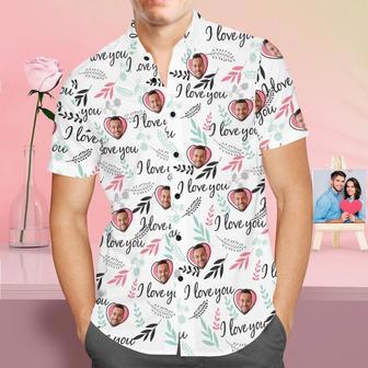 Custom Face Shirt Personalized Photo Hawaiian Shirt Valentine's Day Gift - I Love You | Newhawaiianshirts CA