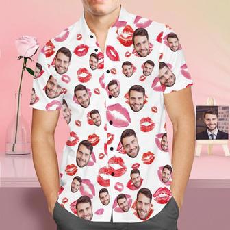 Custom Face Shirt Personalized Photo Hawaiian Shirt Valentine's Day Gift - Lips | Newhawaiianshirts