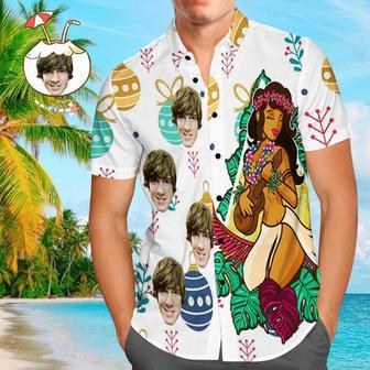 Custom Face Shirt Personalized Photo Men's Hawaiian Shirt Christmas Gift - Hawaiian Girl | Newhawaiianshirts AU