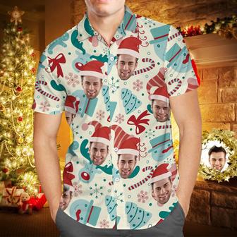 Custom Face Shirt Personalized Photo Men's Hawaiian Shirt Christmas Gift - Santa Hat | Newhawaiianshirts AU