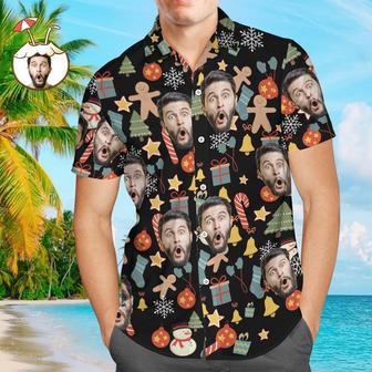 Custom Face Shirt Personalized Photo Men's Hawaiian Shirt Christmas Surprise Gift - Merry Christmas | Newhawaiianshirts AU