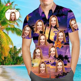 Custom Face Shirt Personalized Photo Men's Hawaiian Shirt Men's Hawaiian Shirt Purple Sunset | Newhawaiianshirts AU