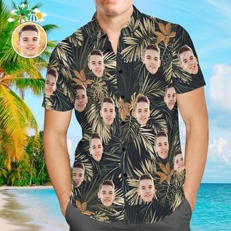 Custom Face Shirt Personalized Photo Men's Hawaiian Shirt Men's Hawaiian Shirt Withered Leaves | Newhawaiianshirts