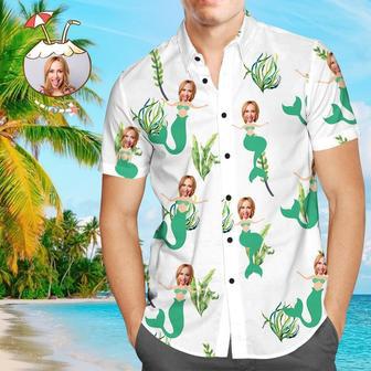 Custom Face Shirt Personalized Photo Men's Hawaiian Shirt Mermaid | Newhawaiianshirts AU