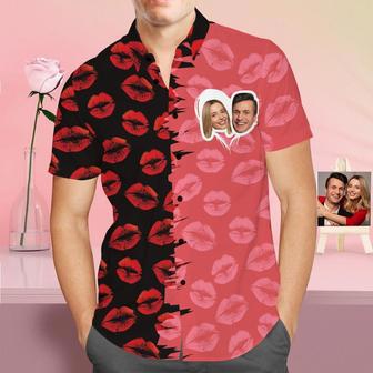 Custom Face Shirt Personalized Photo Men's Hawaiian Shirt Valentine's Day Gift Red Lips- Let's Dance | Newhawaiianshirts AU