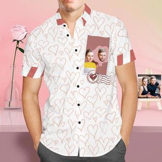 Custom Face Shirt Personalized Photo Men's Pink Hawaiian Shirt Valentine's Day Gift - Miss You At Work | Newhawaiianshirts DE