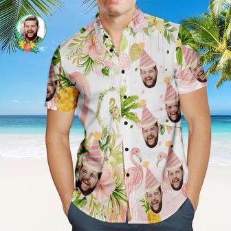 Custom Flamingo Birthday Party Hawaiian Shirt Personalized Face Shirt | Newhawaiianshirts UK