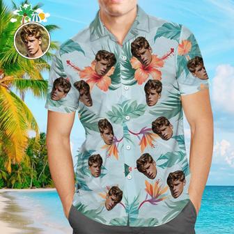 Custom Funny Face Leaves Hawaiian Shirt Flamingo Hawaiian Shirt For Men | Newhawaiianshirts AU