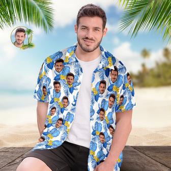 Custom Hawaiian Shirt For Men Personalized Short Sleeves Shirt With Picture Face Photo Printed Hawaii Shirt Blue Flower | Newhawaiianshirts AU