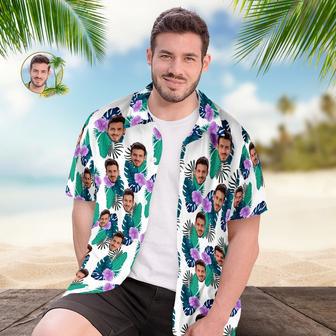 Custom Hawaiian Shirt For Men Personalized Short Sleeves Shirt With Picture Face Photo Printed Hawaii Shirt Green Flower | Newhawaiianshirts