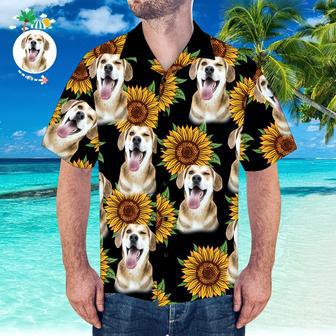 Custom Hawaiian Shirt With Husband Face Sunflower & Leaves Shirt For Beach Party | Newhawaiianshirts CA