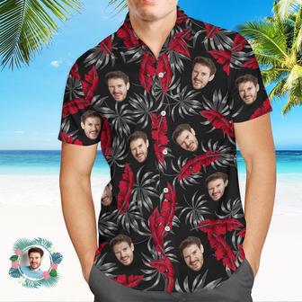 Custom Hawaiian Shirts Colorful Leaves Aloha Beach Shirt Dark Red | Newhawaiianshirts DE