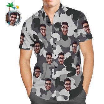 Custom Hawaiian Shirts Dark Grey Camouflage Personalized Aloha Beach Shirt For Men | Newhawaiianshirts CA