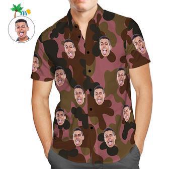 Custom Hawaiian Shirts Dark Red Camouflage Personalized Aloha Beach Shirt For Men | Newhawaiianshirts