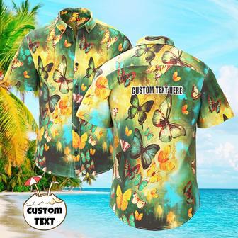 Custom Men Hawaiian Shirts With Text Personalized Butterfly Hawaiian Shirts For Men | Newhawaiianshirts