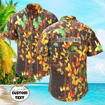 Custom Men Hawaiian Shirts With Text Personalized Vintage Butterfly Hawaiian Shirts For Men | Newhawaiianshirts