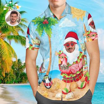 Custom Men's Face Hawaiian Halloween Christmas Shirts Personalised Funky Santa Party Shirt | Newhawaiianshirts DE