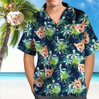 Custom Men's Hawaiian Shirt Dog Face Shirt Big Flower For Pet Lover | Newhawaiianshirts CA