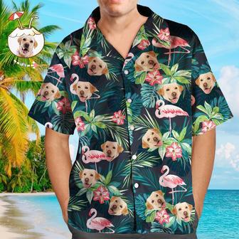 Custom Men's Hawaiian Shirt Dog Face Shirt Flamingo Flower For Pet Lover | Newhawaiianshirts CA