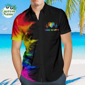 Custom Men's Hawaiian Shirts Personalized Lgbtq Gay Pride Shirt - Love Is Love | Newhawaiianshirts