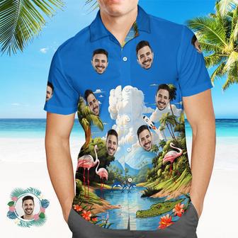 Custom Men's Shirt Face All Over Print Hawaiian Shirt - Sky | Newhawaiianshirts DE