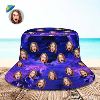 Custom Photo Bucket Hat Unisex Personalized Face Hiking Beach Sports Hats Dark Purple Abstract Texture | Newhawaiianshirts DE