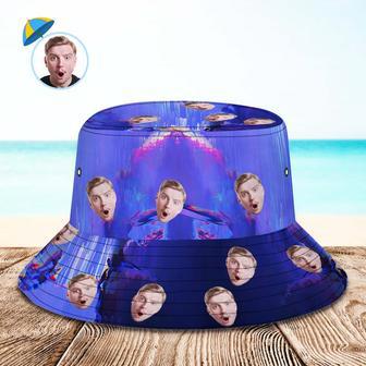 Custom Photo Bucket Hat Unisex Personalized Face Hiking Beach Sports Hats Purple Abstract Texture | Newhawaiianshirts