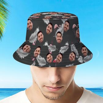 Custom Photo Gift Funny Cartoon Flamingo Bucket Hat Hawaiian Fisherman Hat | Newhawaiianshirts UK