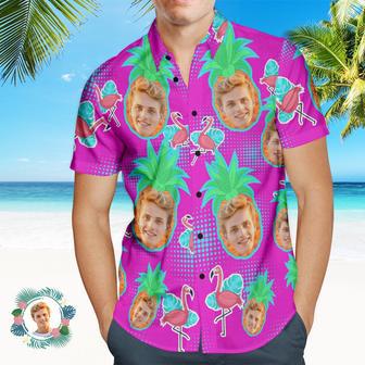 Custom Photo Hawaiian Shirt Beach Vacation Men's Popular All Over Print Hawaiian Beach Shirt Holiday Gift Flamingo | Newhawaiianshirts AU