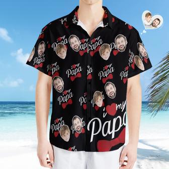 Custom Photo Hawaiian Shirt Personalised Face Hawaiian Shirt Gift Father's Day Gift - I Love My Papa | Newhawaiianshirts AU