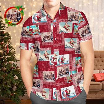 Custom Photo Hawaiian Shirts Personalized Photo Gift Men's Christmas Shirts Happy Family | Newhawaiianshirts UK