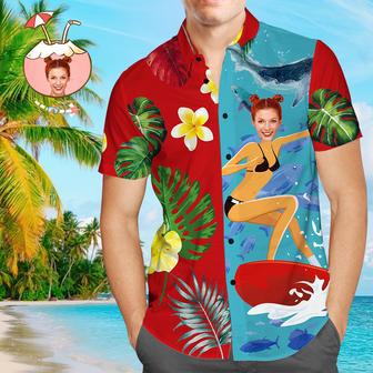 Custom Photo Shirt Hawaiian Shirt Funny Girlfriend Face Shirt - Surf | Newhawaiianshirts CA