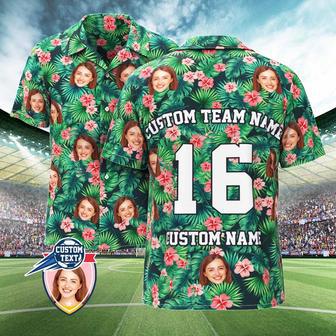 Custom Printed Hawaiian Shirt For Fans Personalized Face And Text Hawaiian Shirt Gift For Fans - Red Flowers Design | Newhawaiianshirts AU