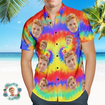 Custom Tie Dye Photo Hawaiian Shirt Beach Vacation Men's Popular All Over Print Hawaiian Beach Shirt Holiday Gift | Newhawaiianshirts AU