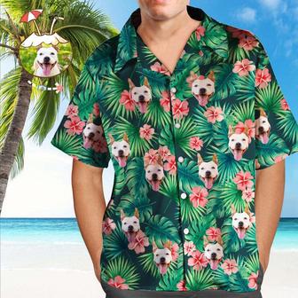 Custom Tropical Shirts Custom Face Hawaiian Shirt Leaves & Flowers Men's All Over Print Hawaiian Shirt | Newhawaiianshirts DE