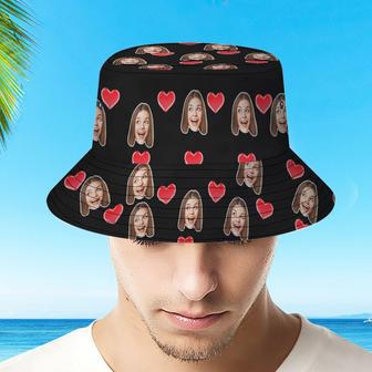 Custom Your Photo Face And Pet Summer Bucket Hat Fisherman Hat - Heart Black | Newhawaiianshirts AU