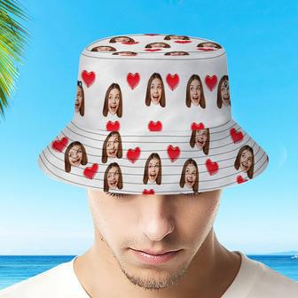 Custom Your Photo Face And Pet Summer Bucket Hat Fisherman Hat - Heart White | Newhawaiianshirts AU