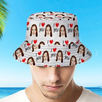 Custom Your Photo Face And Pet Summer Bucket Hat Fisherman Hat - I Love You | Newhawaiianshirts AU