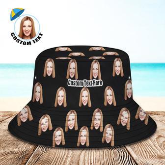 Custom Your Photo Face Summer Bucket Hat Fisherman Hat - Black | Newhawaiianshirts AU