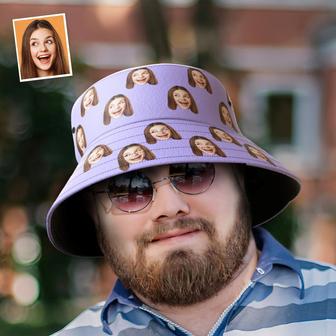 Custom Your Photo Face Summer Extra Large Bucket Hats Fisherman Hat - Purple | Newhawaiianshirts UK