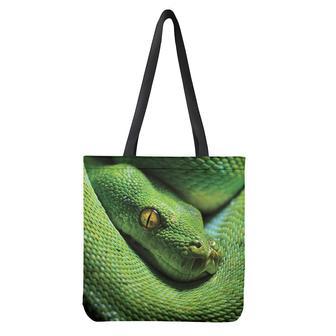 Green Tree Python Snake Print Tote Bag | Newhawaiianshirts UK