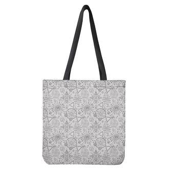 Grey And Black Mystical Wiccan Print Tote Bag | Newhawaiianshirts