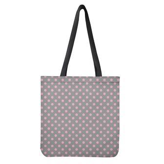 Grey And Pink Polka Dot Pattern Print Tote Bag | Newhawaiianshirts