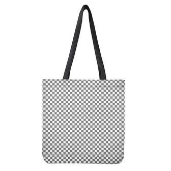 Grey And White Checkered Pattern Print Tote Bag | Newhawaiianshirts UK