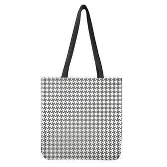 Grey And White Houndstooth Pattern Print Tote Bag | Newhawaiianshirts CA