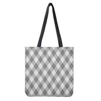 Grey Argyle Pattern Print Tote Bag | Newhawaiianshirts DE