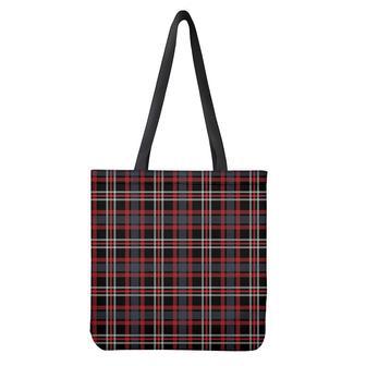 Grey Black And Red Scottish Plaid Print Tote Bag | Newhawaiianshirts CA