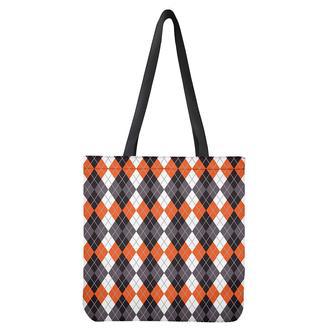 Grey Black Orange And White Argyle Print Tote Bag | Newhawaiianshirts